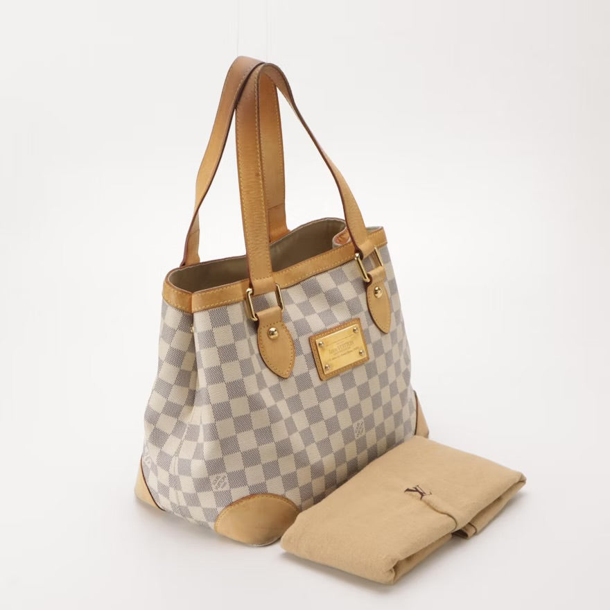 Louis Vuitton Hampstead PM in Damier Azur Coated Canvas and Vachetta Leather