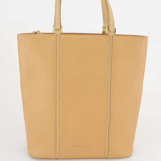 Burberry Vertical Shoulder Bag in Tan Leather