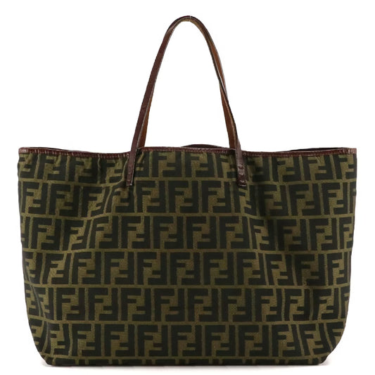 Fendi Tote in Zucca Jacquard Canvas and Leather with Zip Pouch
