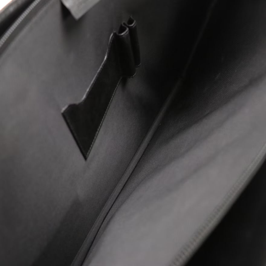 Gucci Top Handle Business Bag Tote in Dark GG Canvas and Leather Trim