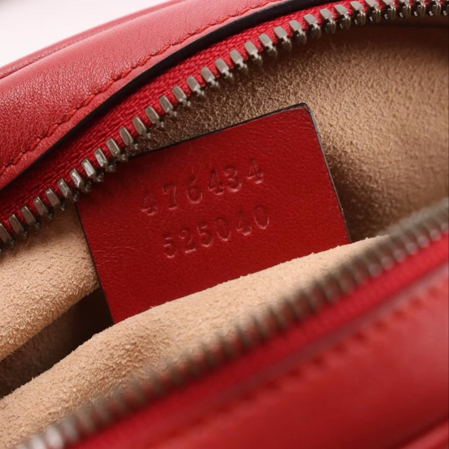 Gucci GG Marmont Belt Bag in Red Chevron Matelassé Leather