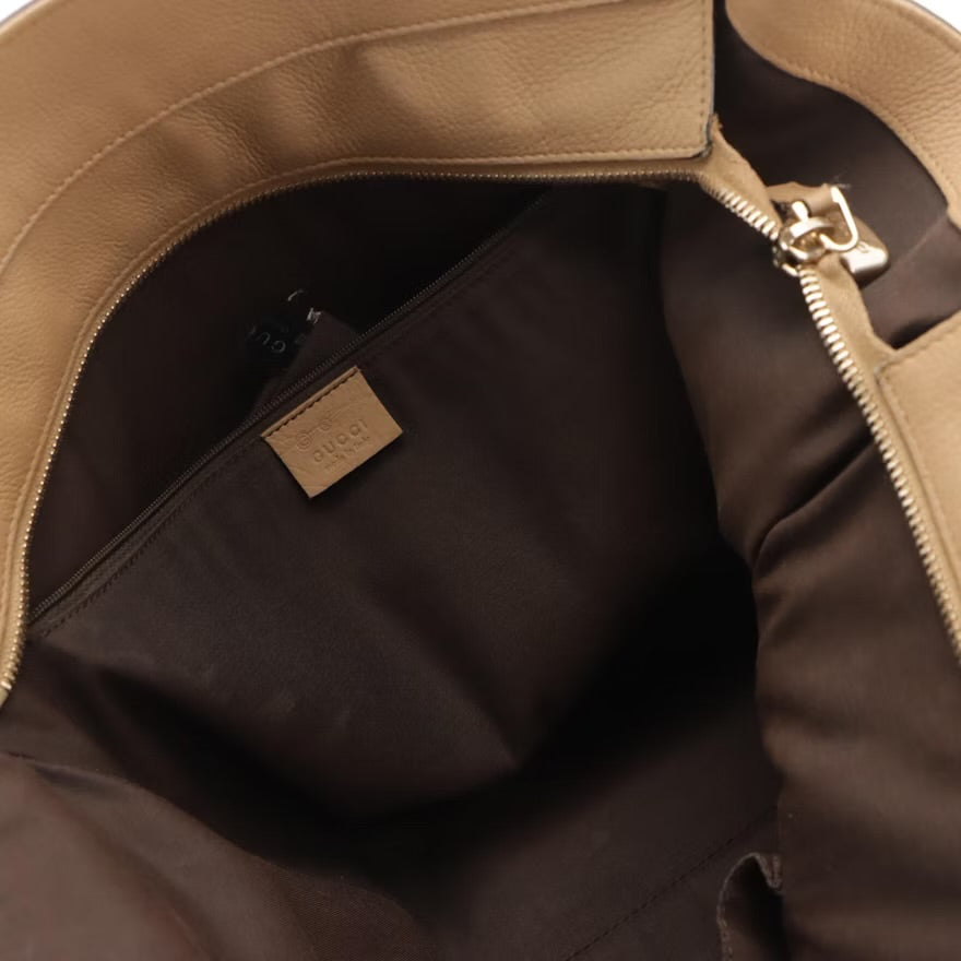 Gucci Brown Calfskin Leather Large Vertical Tote with Interlocking GG