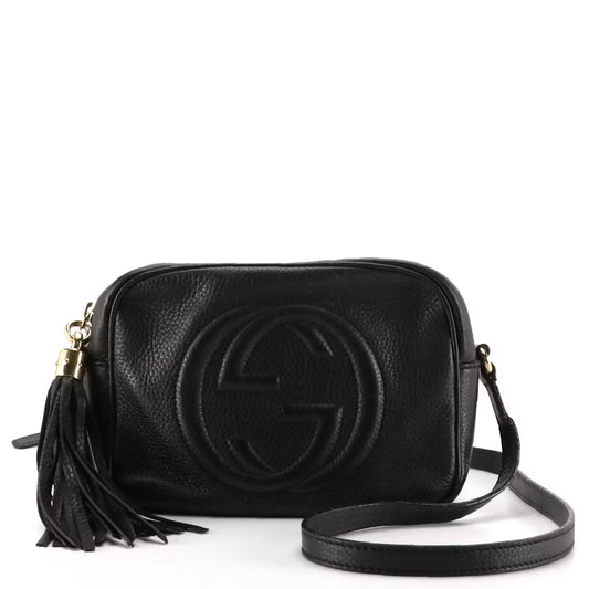 Gucci Soho Disco Crossbody Bag in Black Pebbled Calfskin Leather