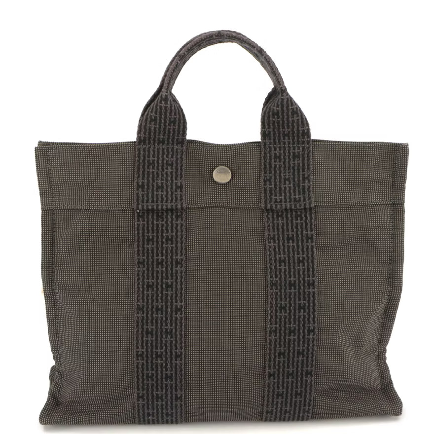 Hermès Herline Fourre-Tout PM Zip Tote in Grey Nylon Canvas